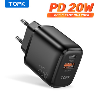 TOPK 20W USB C Plug De Carregador 2 Portas PD & QC 3.0 Tipo Parede De Carga Rápida Compatível Para iPhone 13/13 Pro 12/12 Max/11 XS XR X 8 , iPad etc .