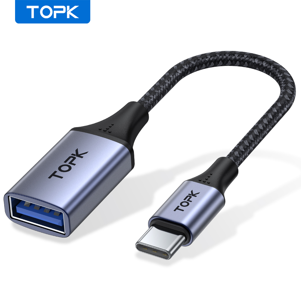 [TOPK A10 USB C Para A Adaptador OTG Cabo Tipo Macho 3.0 2.0 De Fêmea MacBook Pro Samsung