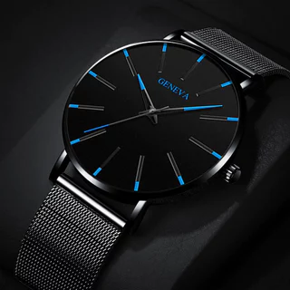 T Trendy Relógio de malha simples de malha simples Relógio de quartzo de quartzo de escala masculina Relógio de trabalho diário Branco Preto Novo Estilo 2024