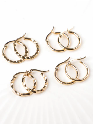 4 Pares Brincos Redondos de Aço Inoxidável Brincos Redondos de Aço Inoxidável com Banho de Ouro Conjunto de Brincos Hipoalergênicos para Meninas