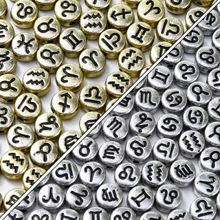 200pcs Galvanoplastia Antigo Ouro Antigo Prata Antigo Prata Plana Contas Redondas Retenção de Cor Retro diy Jóias Acessórios Constelação Largo Miçanga Acessórios