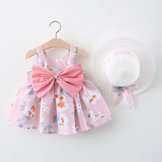 Vestido De Verão Moda Para Meninas Com Flor Impresso Em Algodão Laço Estilo Coreano Festa De Aniversário Confortável E Respirável Crianças