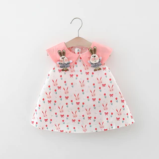 [Escolha De Valor] Roupa Feminina Estilo Coreano Infantil De Verão Novo Padrão Vestido Feminino Sem Mangas De Bebê Coleira Decorativa Para Bebês (0-3 Anos De Idade)