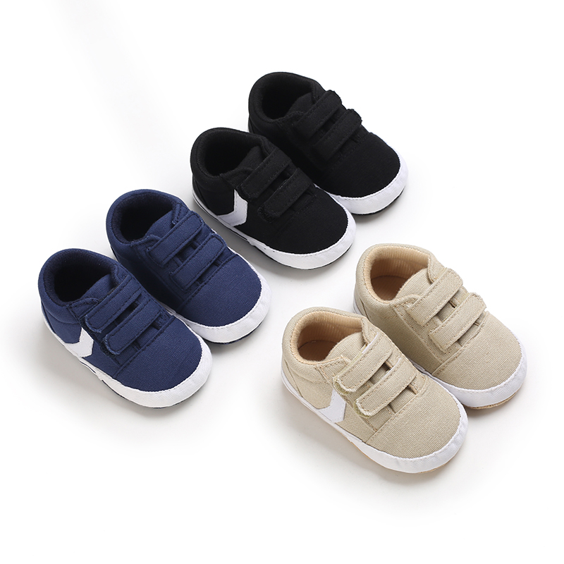 Solas Macias Sapatos De Bebê Clássicos Sola Macia Kids 0-18 Meses Tiras De Velcro Em Criança De Cor Sólida , Casuais Com