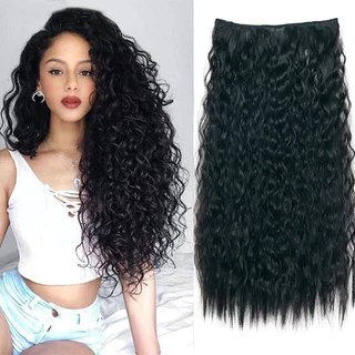 [Extensão De Cabelo Cacheado Longo Kinky Curly De 22 Polegadas 5 Clipes Em Sintética De Onda Profunda Para Peças Femininas Perucas