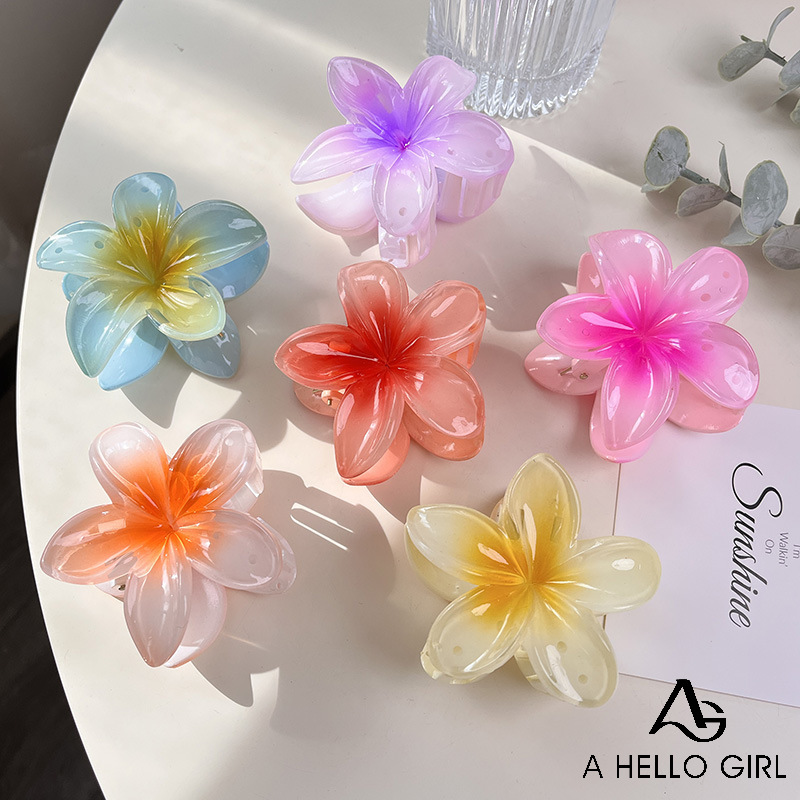 Ahellologirl Clip Acrílico Colorido Criativo Plumeria Shark Acessórios De Cabelo Fofo Para Mulheres