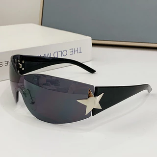 Valor Escolha Y2K Ins Fashion Trend Hip Hop Punk Marca Cinco Estrelas All-in-one Óculos De Sol Retângulo Piloto