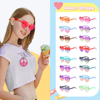 ✨ Estoque Pronto Moda One Piece Frameless Candy Colors Óculos De Coração De Pêssego Para Meninas E Mulheres Festa Gira Favor
