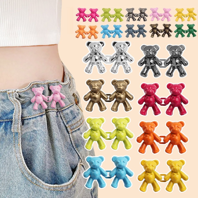 Ahellologirl 2pcs Mãos Na Mão Cintura Do Urso Fivela De Sem Calças De Perfuração Broche De Aperto