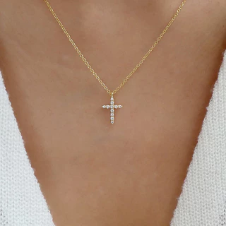 [Colar Retro Cruzado de 1 peça Pingente Simples