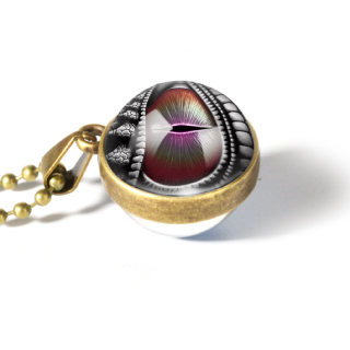 1 Pcs Dragon Eyes Double Side Dome Glass Ball Pendant Bronze Zinco Liga De Colares Feitos À Mão Presentes Para Mulheres Homens