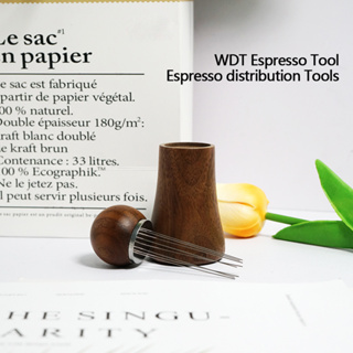 Cabo De Madeira Agulhas De Aço Inoxidável Tipo Distribuidor Profissional Wdt Ferramenta De Distribuição Para Barista Café Tamper