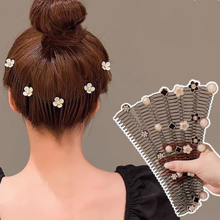 Pente De Cabelo Borboleta Pérola – Clipe De Franja Invisível Para Mulheres , Design Floral De Dentes Quebrados