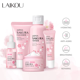 Pacote de Beleza Japão Sakura Rejuvenescedor Hidratante Limpador Toner Sérum Creme