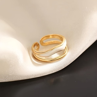 1 Anel Aberto Ajustável de Esmalte de Dupla Camada de Esmalte de Pintura Anel Aberto para Senhoras Fashion Ring