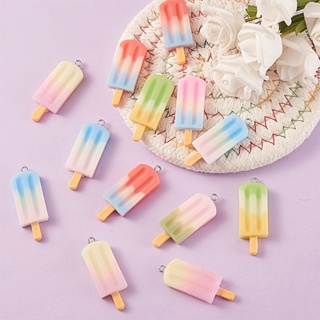 10pcs Random Color Resin Gradiente de Resina Gradiente de Cor Brincos em Forma de Gelado Colar Pulseira Porta-Chaves Pingente Jóias Acessórios