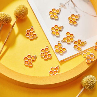 3 /10 /30pcs Brincos em forma de favo de mel de abelha Pulseira Colar Chaveiro Pingente Jóias Acessórios