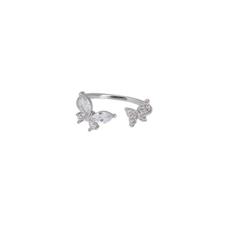 Anéis Abertos Femininos De Luxo Zircon Butterfly Para Mulheres Novo Ins Coreano