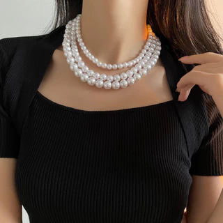 Colar De Pérolas Branco Retro Para Homens Linda Cadeia De Clavícula Feminina Acessórios De Jóias Barrocas