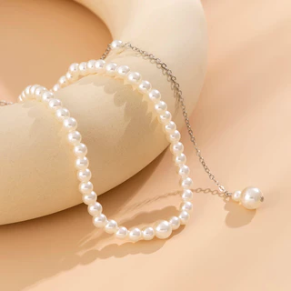 Imitação Contas De Pérolas Com Colar Longas Para Mulheres Correntes De Encanto Gargantilha 2023 Fashion Jewelry on Neck Wedding Accessories Female Gifts