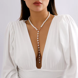 Colar De Pérolas De Imitação Longa Corrente Para Mulheres Gargantilha Com Contas Da Tendência 2023 Jóias De Moda Acessórios De Casamento Feminino De Pescoço Presentes