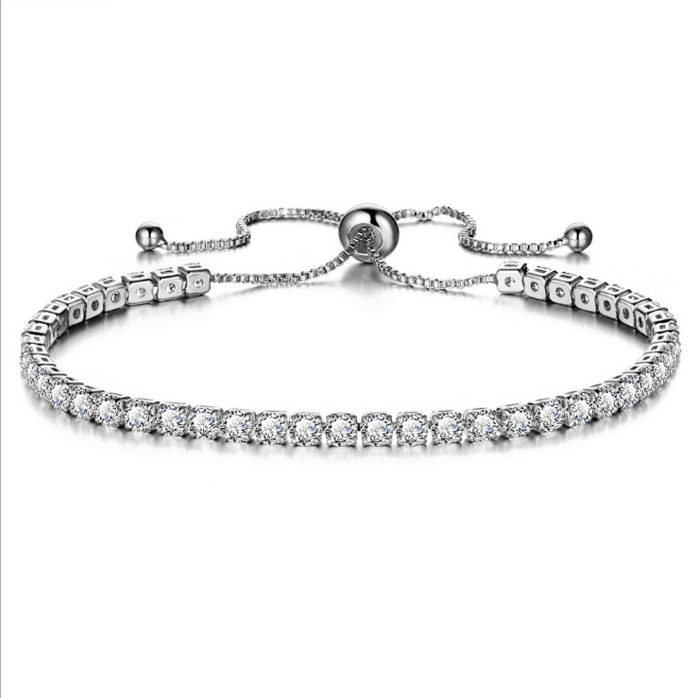 Pulseira de 1 peça de Moda Zircon Pulseira Deslizante Ajustável
