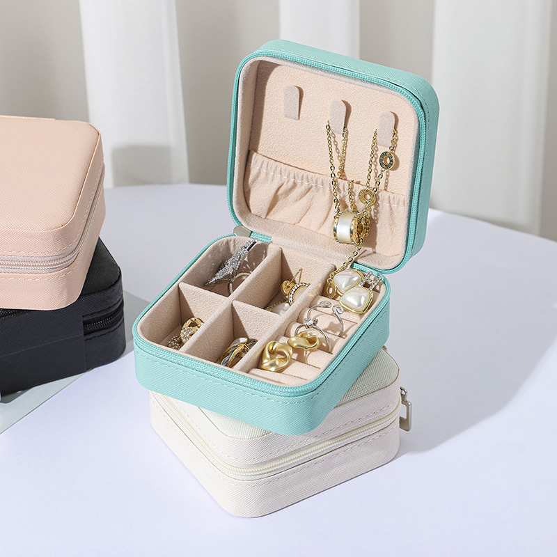 Mini Caixa de Couro Multicolor para Armazenamento de Jóias Caixa Portátil para Armazenamento de Jóias em PU
