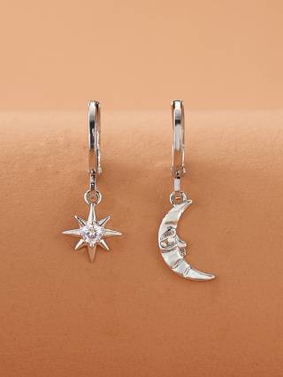 2 Estrelas Brincos Lunares Brincos Assimétricos Fivelas de Orelha Senhoras Brincos Pingentes Jóias
