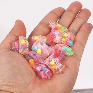 12pcs Cute Resin Cute Resin Candy Shape Bracelet Pulseira Pulseira em Forma de Doce de Amor Brincos Porta-Chaves Porta-Chaves Porta-Chaves Porta-Chaves Porta-Chaves Acessórios de Bijuteria Pingente