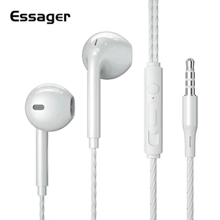 ESSAGER S320 Fone De Ouvido Estéreo Baixo Auricular 3,5mm HiFi Fone De Ouvido Com Fio Com MIC Para Telefones Celulares