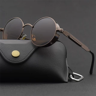 Óculos De Sol Clássicos Gothic Steampunk Homens Mulheres Estrutura Metálica Redonda Vintage UV400 De Alta Qualidade