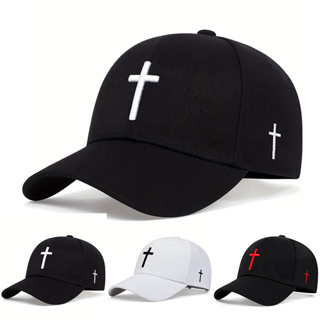 1 Boné de beisebol Unisex Cross Bordado Boné de beisebol ao ar livre Protetor solar ajustável Chapéu Casual Adequado para Homens Mulheres Quatro Estações Viagem Festa à beira-mar