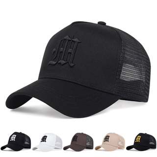1 Unisex Gothic Letter Bordado Unisex Gothic Letter Bordado Boné de Basebol Rede de Basebol Protetor Solar Ajustável ao Ar Livre Chapéu Casual Adequado para Homens Mulheres Festa de Viagem de Primavera Verão à beira-mar