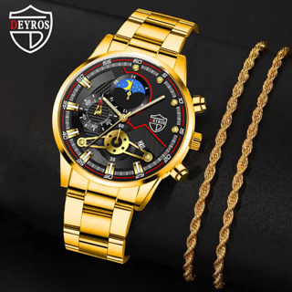 2023 Novo Estilo Moda Simples Estilo Esportivo Calendário Masculino Calendário Masculino de Quartzo e Colar Masculino de Aço Inoxidável