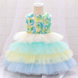 [MQATZ Beautiful Colorful Infant 1o Vestido De Aniversário Colorido Para Menina Bebê Tutu Princesa Festa E Casamento Recém-Nascido Malha Multicamadas 0-5 Ano L1942XZ