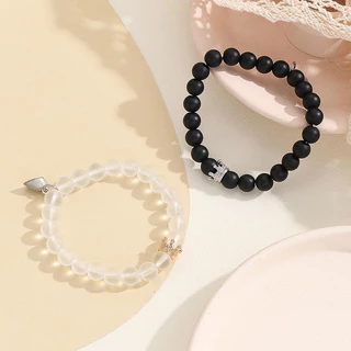 Pulseira de Jóias com Contas Luminosas de Coração Luminoso de Venda a Quente de Casal Coroa Cruzada