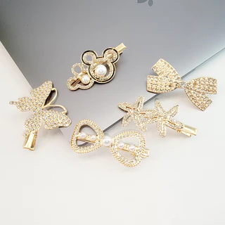 Conjunto De Gancho De Cabelo Em Liga De Zinco Pérola Elegante Clip Decorativo Para Cabeleireiro Feminino , Borboleta , Arco , Estrela