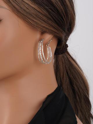 1 Par Senhoras Ferro de Prata Ferro de Prata Simples Moda Elegante Fivela de Orelha de Anel Adequada para Feriados, Festa, Namoro, Banquetes, Desgaste Diário