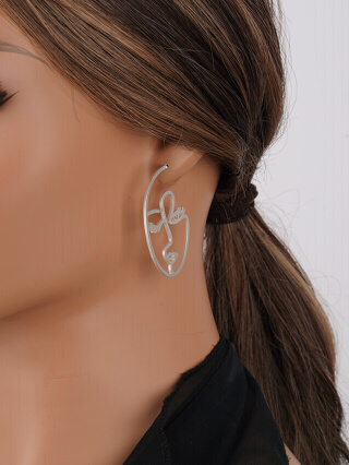 1 Par Senhoras Silver Iron Fashion Personality Beauty Pattern Earrings, Adequado para Feriados, Festa, Namoro, Banquetes, Desgaste Diário