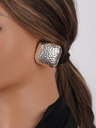 1 Par Senhoras Prata Ferro Prata Brincos Quadrados de Moda Simples, Adequados para Feriados, Festa, Namoro, Banquetes, Desgaste Diário