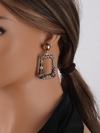 1 Par de Senhoras Couro Europeu Estilo Americano Novo Estilo Snakeskin Pattern Cool Style Rock Personalidade Rock Trendy Classy Earrings, Adequado para Feriados, Festa, Namoro, Banquetes, Vestido Diário Adequado