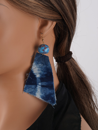 1 Par de Senhoras Tecido Chinês Estilo Tie-Dye Tendência de Moda Original Brincos Únicos, Adequados para Feriados, Festa, Namoro, Banquetes, Desgaste Diário