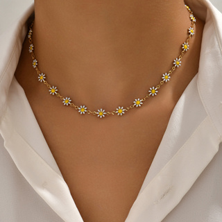 1Pcs/Set Flower Daisy Clavicle Chain Necklace Para Mulheres Meninas Gargantilha Doce Curta Senhoras Fofa Neck Jewelry Gift