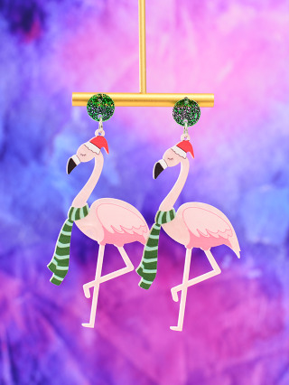 1 Par Senhoras Flamingo Brincos coloridos Flamingo Brincos acrílicos exclusivos e doces