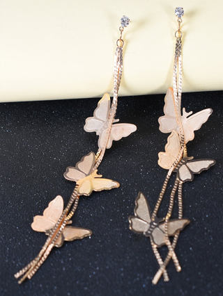 1 Par de Brincos de Borboleta Vintage Alloy Super Fairy Butterfly Tassel Brincos de Namoro Feminino