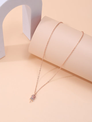 1 Pedaço de Lindo Colar de Chupa-Chupa-Chupa de Ouro Rosa Rosa Feminino
