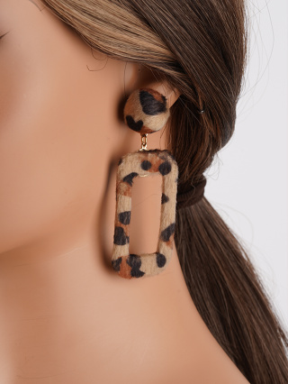 1 Par Meninas Meninas Leopardo de Madeira Impressão Moda Européia Americana Brincos Estilo Único Adequados para Feriados, Festa, Namoro, Banquetes, Desgaste Diário