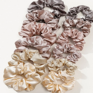 12 Gravatas Satin Scrunchy Satin Scrunchy de cor sólida