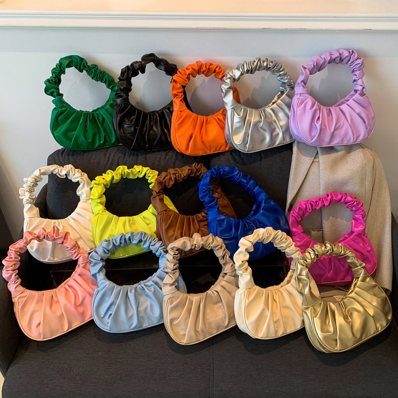 Saco de Nuvem Pregueado Moda Sólida Cor Sólida Grande Capacidade Bolsa de Mão