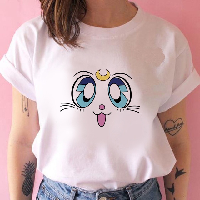Camiseta Marinheiro Lua Japonês Padrão Gráfico